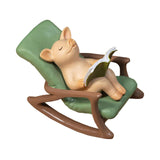 Maxbell Leisurely Pig Sitting on Rocking Chair Statue Collection Miniature Sculpture Reading Book