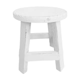 Maxbell Wooden Stool Plant Stand Round Planter Holder for Office Living Room Desktop White
