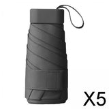 Maxbell 5xMini Sunny and Rainy Umbrella Wind Resistance for Outdoor Travel  Black