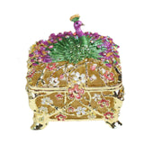 Jewelry Box Gift Creative Dresser Peacock Trinket Box for Pendants Bracelets Golden