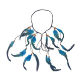 Maxbell Indian Feather Headband Braided Band Hair Accessory for Prom Holiday Cosplay Blue