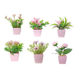 Maxbell 6Pcs Potted Artificial Flowers Mini Potted Plants for Desk Farmhouse Outdoor Style B