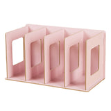 Maxbell Wooden Desktop Bookshelf Multifunctional File Organizer for Office Desk Dorm Pink