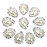 Maxbell 20x Oval/Teardrop Crystal Wedding Topper Stick On Pearl Button Flatback 20x25mm