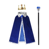 Maxbell King Robe Crown Costume Set with Stick Medieval King Costume for Teen Blue