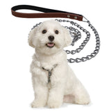 Maxbell Maxbell Pet Harness Dog Leather Iron Chain Safety Noctilucent Pet Supply Brown