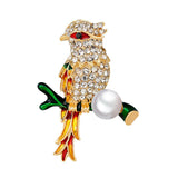 Rhinestone Bird Animal Collection Branch Pearl Bead Wedding Party Brooch Pin