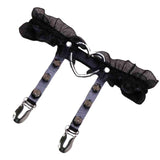 Maxbell 5xPunk Leg Rings Garters Leather Rivets Thigh Party Harness Garter Belts Black