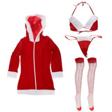 Maxbell 4 Pieces Sexy Womens Christmas Cosplay Costume Outfit Naughty Lingerie Set