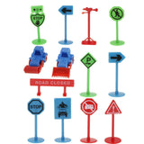 Maxbell 13pcs Plastic Assorted Engineering Vehicles Block Street Traffic Sign Playset Toy Kids Educational - Aladdin Shoppers