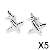 Maxbell 5xMens Shirt Cufflinks Business Suit Airplane Shape Cuff Links Wedding Silver