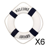 Maxbell 6xWelcome Blue Nautical Wall Decor Ship Boat Ring Life Buoy Preserver 20cm