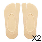 Maxbell 2xWomen 2 Toe Flip Flop Socks Women No Show Toe Socks for Loafer Shoes Sneaker Light Skin