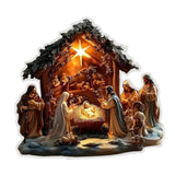 Maxbell Acrylic Plaque Fireplace Shelf Holiday 2D Flat Christmas Nativity Scene Sign