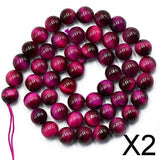 Maxbell 2x8mm Rose Pink Tiger Eye Jewelry Making Round Loose Beads 15''