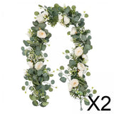Maxbell 2xArtificial Vines Fake Eucalyptus Leaves Hanging Plants for Holiday Wall Home