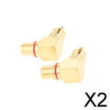 Maxbell 2x2x Right Angle RCA Adaptor Plug Male to Female 90 Degrees Gold Plated