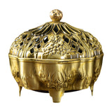 Incense Burner Antique Embossed Brass Ornament for Tea Room Living Room Home yellow