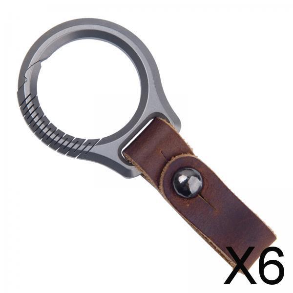 Maxbell 6xOutdoor Titanium Car Key Chain with Key Ring Hang Buckle Tool