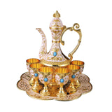 Maxbell Teapot Tea Tray Metal Cups Metal Wine Glass Jug Set for Party Living Wedding white