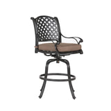 Maxbell Patio Outdoor Aluminum Bar Stool With Cushion, Set of 2, Dupione Brown