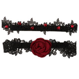 Maxbell 2 Pieces Lace Garters With Red Rose Decor Wedding Bride Costume Accessories - Aladdin Shoppers