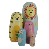 Maxbell 5pcs Hand Painted Wooden Nesting Dolls Animals Russian Dolls