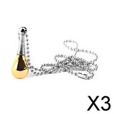 Maxbell 3xStainless Steel Bottle Cremation Ashes Urn Memorial Pendant Necklace Gold