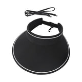 Maxbell Maxbell Women Sun Hat with Wind Lanyard Casual Beach Cap for Camping Holiday Outdoor Black