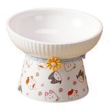 Porcelain Pet Feeder Raised Cat Dish High Foot Non Spillage Cat Dog Bowl Pattern Tilted - Aladdin Shoppers