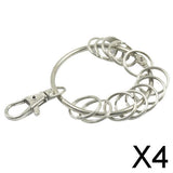 Maxbell 4xLarge Round Alloy Key Chain Keyring Holder Silver