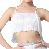 Maxbell Maxbell Women Tassels Fringe Dance Top Top for Club Dressing up Masquerade White XL