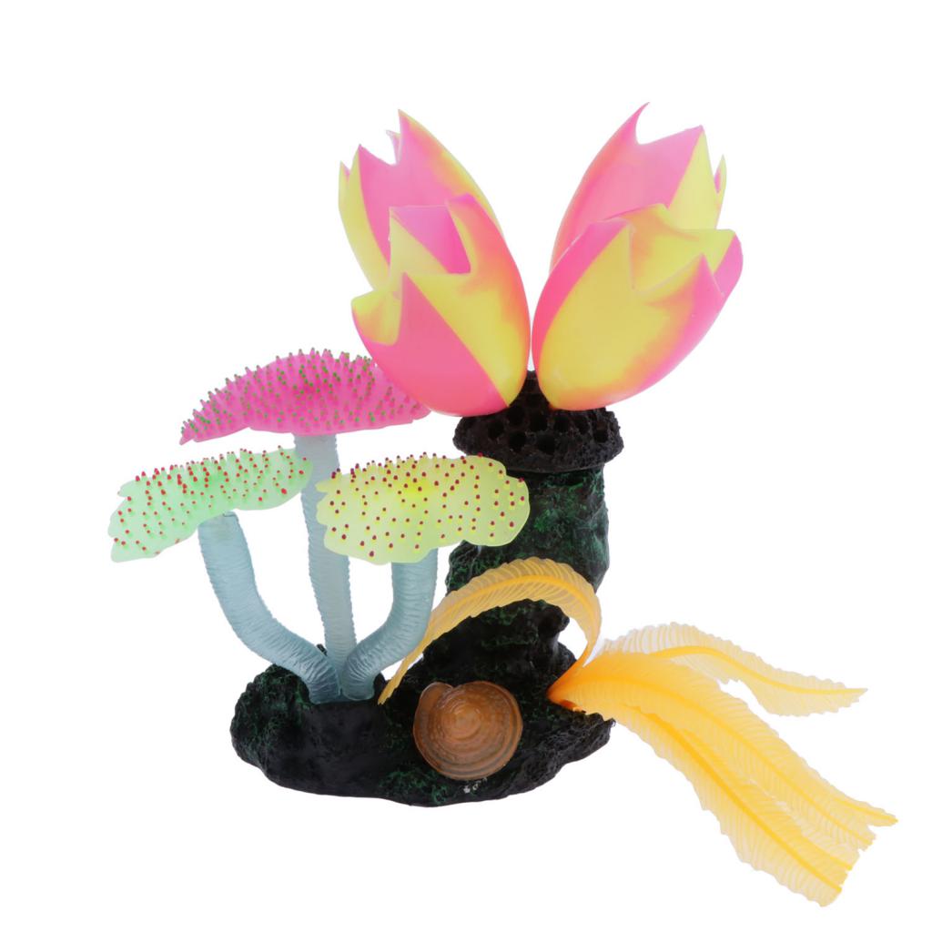 Maxbell Maxbell Glowing Luminous Aquarium Fish Tank Decoration Artificial Plant Decor Orange