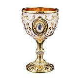 Maxbell Vintage Embossed Water Goblet Home Tiny Drinking Cup European Metal Wine Cup Gold White