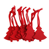 10Pcs Xmas Tree Shape Felt Christmas Trees Ornament Decorative Hanger Red