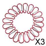 Maxbell 3xOutdoor Aluminum D-Ring Carabiner Camping Keychain Clip Snap Hook Red