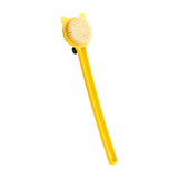 Maxbell Cartoon Cat Bath Brush Long Handle for Wet or Dry Brushing Bathing Showering Yellow