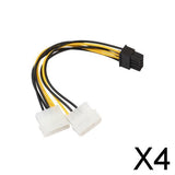 Maxbell 4x8 Pin (6+2) Female to Dual 4 Pin Male Graphics Card Power Cable Lead Adapter