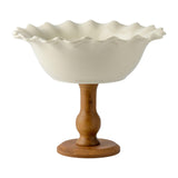 Maxbell Maxbell Pedestal Bowl Porcelain Fruit Bowl Breads Countertop Kitchen Footed Fruit Bowl