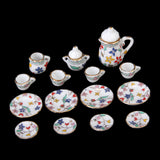 Maxbell 30pcs of Floral Print & Red Cherry Dollhouse Dining Ware Porcelain Tea Dish set