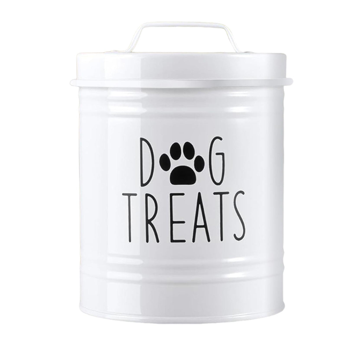 Maxbell Dog Food Storage Container Portable Sealing Sturdy Metal Handle 54oz Pet Jar white