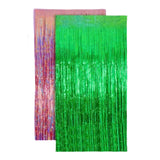 Maxbell 2 Pieces Fringe Curtains Party Decorations Shiny for Bridal Shower Festivals Pink Green