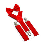 Maxbell 3xKids Suspenders Bowtie Set Baby Y Shape Braces for Party Formal Wear Cosplay Red