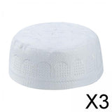 Maxbell 3xIslamic Muslim Mens Prayer Kufi Hat Skull Cap Turkish Namaz Topi White