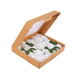 Maxbell Maxbell Artificial Rose Box Vivid Silk Flowers for Wedding Birthday Anniversary white