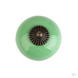 Maxbell 2x Ceramic Retro Round Drawer Cabinet Cupboard Door Handle Knob Decor Green