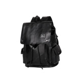 Maxbell Fashion PU Leather Backpack Drawcord Multipurpose for Trips Cycling Business black