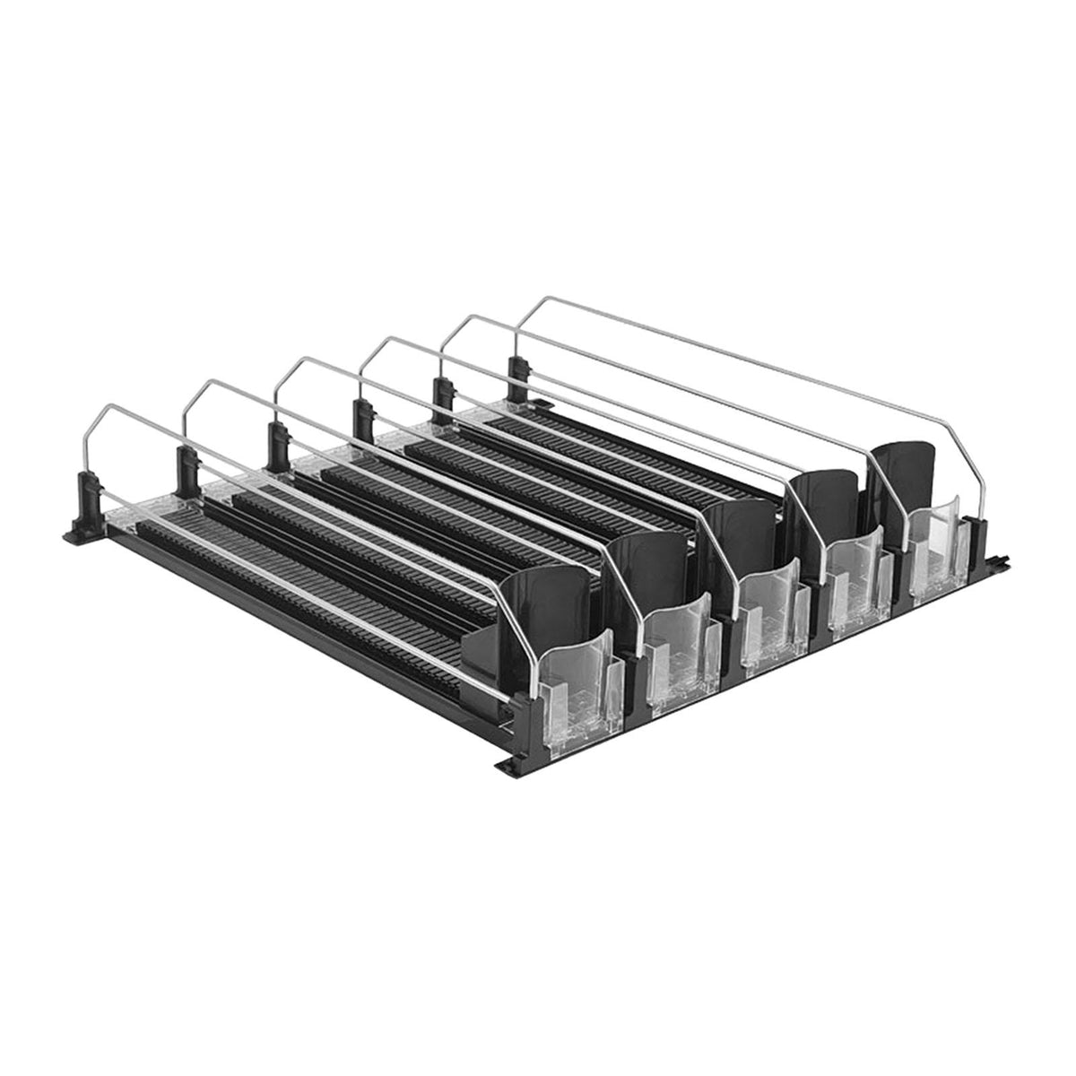 Maxbell Drink Organizer for Fridge Durable for Commodity Shelves Supermarkets Garage 5 row black
