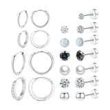 Maxbell 11 Pair Earrings Set Trendy Hoop Earrings for Graduation Engagement Birthday Style C