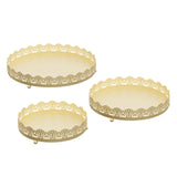 Maxbell 3 Pieces Cake Display Trays Iron Fruit Serving Plates for Party Wedding Desk